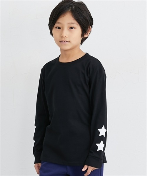 QUNTSTYLE（キュントスタイル）の「選べる♪袖プリント長袖Tシャツ（Tシャツ/カットソー・キッズ・ブラック/ブラック系/パープル/ネイビー/カーキ/グレー/オフホワイト/テラコッタ/ブラック系1・110/100/120/130/150/140/160/170）」の5枚目の写真