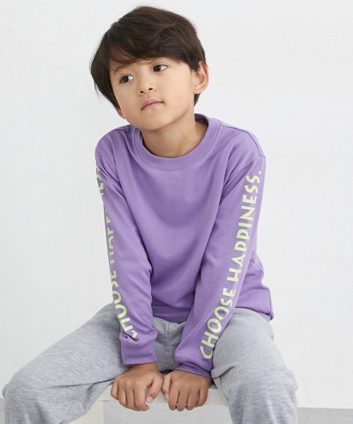 QUNTSTYLE（キュントスタイル）の「選べる♪袖プリント長袖Tシャツ（Tシャツ/カットソー・キッズ・ブラック/ブラック系/パープル/ネイビー/カーキ/グレー/オフホワイト/テラコッタ/ブラック系1・110/100/120/130/150/140/160/170）」の9枚目の写真