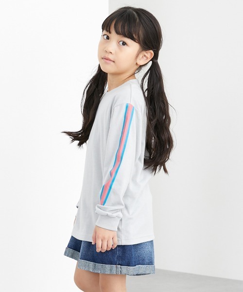 QUNTSTYLE（キュントスタイル）の「選べる♪袖プリント長袖Tシャツ（Tシャツ/カットソー・キッズ・ブラック/ブラック系/パープル/ネイビー/カーキ/グレー/オフホワイト/テラコッタ/ブラック系1・110/100/120/130/150/140/160/170）」の6枚目の写真