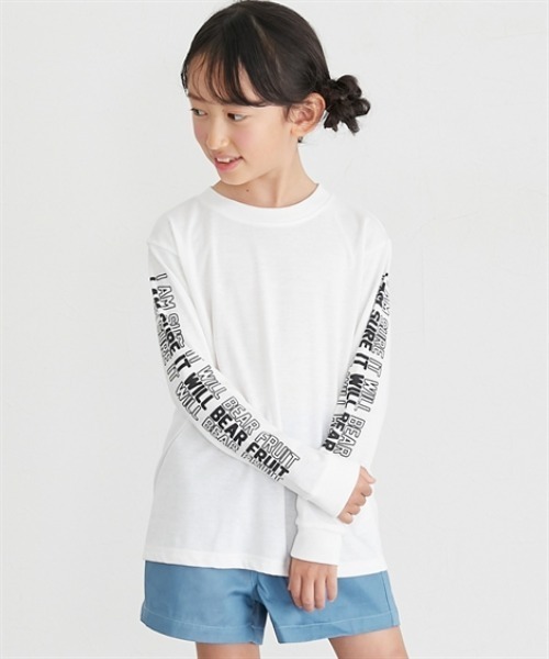 QUNTSTYLE（キュントスタイル）の「選べる♪袖プリント長袖Tシャツ（Tシャツ/カットソー・キッズ・ブラック/ブラック系/パープル/ネイビー/カーキ/グレー/オフホワイト/テラコッタ/ブラック系1・110/100/120/130/150/140/160/170）」の2枚目の写真