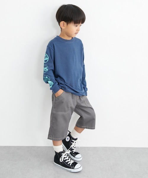 QUNTSTYLE（キュントスタイル）の「選べる♪袖プリント長袖Tシャツ（Tシャツ/カットソー・キッズ・ブラック/ブラック系/パープル/ネイビー/カーキ/グレー/オフホワイト/テラコッタ/ブラック系1・110/100/120/130/150/140/160/170）」の10枚目の写真