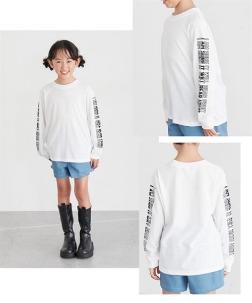 QUNTSTYLE（キュントスタイル）の「選べる♪袖プリント長袖Tシャツ（Tシャツ/カットソー・キッズ・ブラック/ブラック系/パープル/ネイビー/カーキ/グレー/オフホワイト/テラコッタ/ブラック系1・110/100/120/130/150/140/160/170）」の14枚目の写真