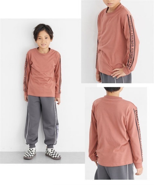 QUNTSTYLE（キュントスタイル）の「選べる♪袖プリント長袖Tシャツ（Tシャツ/カットソー・キッズ・ブラック/ブラック系/パープル/ネイビー/カーキ/グレー/オフホワイト/テラコッタ/ブラック系1・110/100/120/130/150/140/160/170）」の12枚目の写真