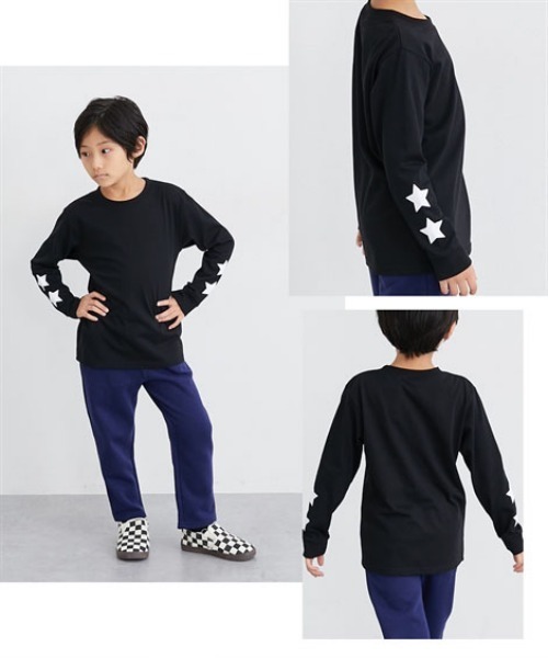 QUNTSTYLE（キュントスタイル）の「選べる♪袖プリント長袖Tシャツ（Tシャツ/カットソー・キッズ・ブラック/ブラック系/パープル/ネイビー/カーキ/グレー/オフホワイト/テラコッタ/ブラック系1・110/100/120/130/150/140/160/170）」の16枚目の写真