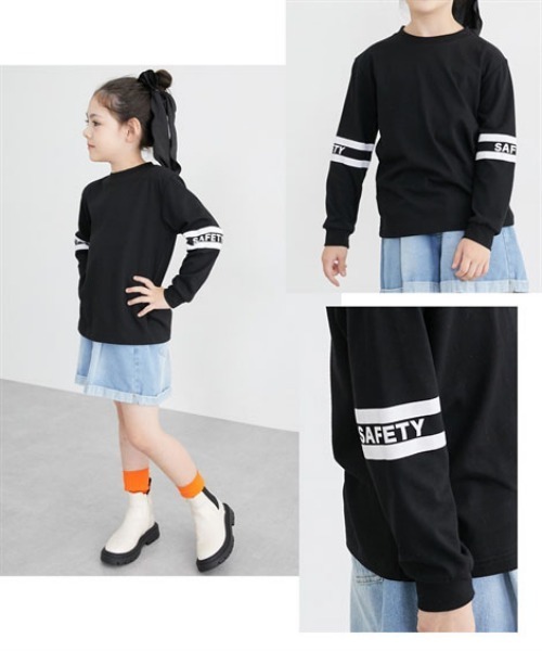 QUNTSTYLE（キュントスタイル）の「選べる♪袖プリント長袖Tシャツ（Tシャツ/カットソー・キッズ・ブラック/ブラック系/パープル/ネイビー/カーキ/グレー/オフホワイト/テラコッタ/ブラック系1・110/100/120/130/150/140/160/170）」の18枚目の写真