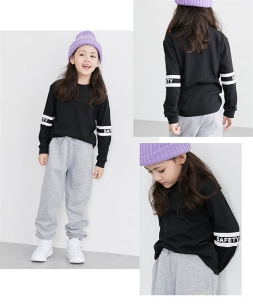 QUNTSTYLE（キュントスタイル）の「選べる♪袖プリント長袖Tシャツ（Tシャツ/カットソー・キッズ・ブラック/ブラック系/パープル/ネイビー/カーキ/グレー/オフホワイト/テラコッタ/ブラック系1・110/100/120/130/150/140/160/170）」の19枚目の写真