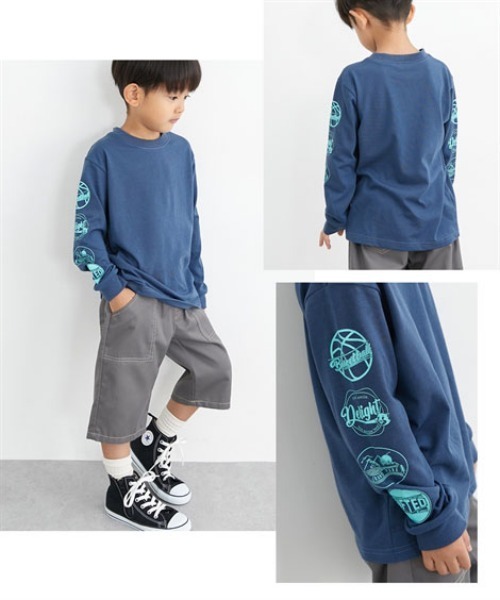 QUNTSTYLE（キュントスタイル）の「選べる♪袖プリント長袖Tシャツ（Tシャツ/カットソー・キッズ・ブラック/ブラック系/パープル/ネイビー/カーキ/グレー/オフホワイト/テラコッタ/ブラック系1・110/100/120/130/150/140/160/170）」の21枚目の写真