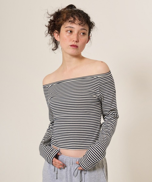 ボートネック ボーダーカットソー TINA：JOJUN ボートネック ボーダーカットソー TINA：JOJUN（Tシャツ