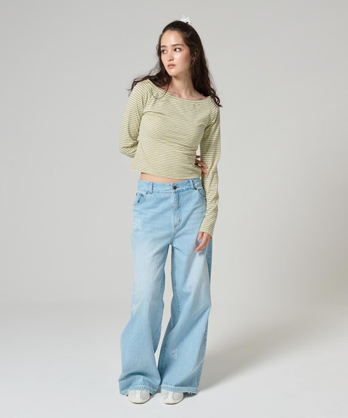 TINA:JOJUN(ティーナジョジュン)の「ボートネック ボーダーカットソー TINA:JOJUN(Tシャツ/カットソー・レディース・ピンク/イエロー/ブラック/ダークネイビー・M)」の17枚目の写真