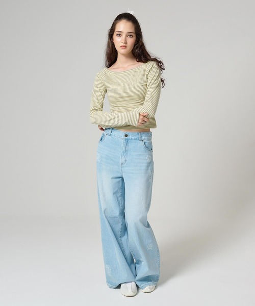 TINA:JOJUN(ティーナジョジュン)の「ボートネック ボーダーカットソー TINA:JOJUN(Tシャツ/カットソー・レディース・ピンク/イエロー/ブラック/ダークネイビー・M)」の20枚目の写真