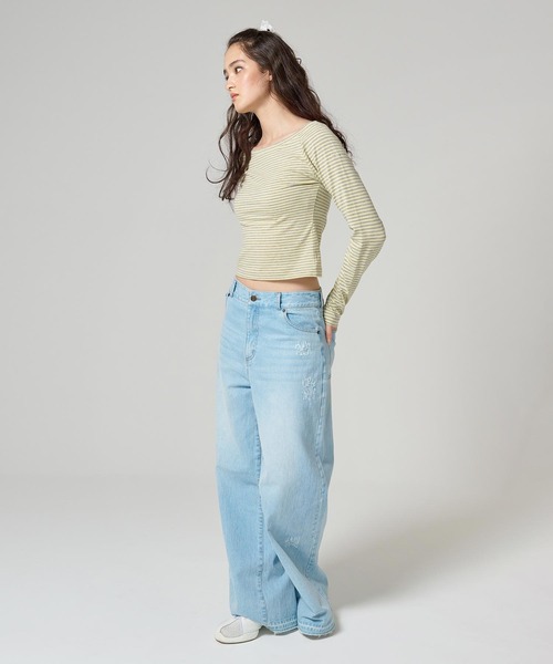 TINA:JOJUN(ティーナジョジュン)の「ボートネック ボーダーカットソー TINA:JOJUN(Tシャツ/カットソー・レディース・ピンク/イエロー/ブラック/ダークネイビー・M)」の21枚目の写真