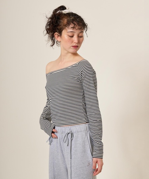 TINA:JOJUN(ティーナジョジュン)の「ボートネック ボーダーカットソー TINA:JOJUN(Tシャツ/カットソー・レディース・ピンク/イエロー/ブラック/ダークネイビー・M)」の12枚目の写真
