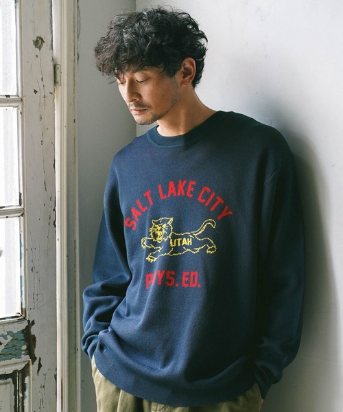 BAYFLOW（ベイフロー）の「HAPPYライトニットプルオーバー（ニット/セーター・メンズ・ホワイト/チャコールグレー/ネイビー/グリーン・MEDIUM/LARGE）」の4枚目の写真