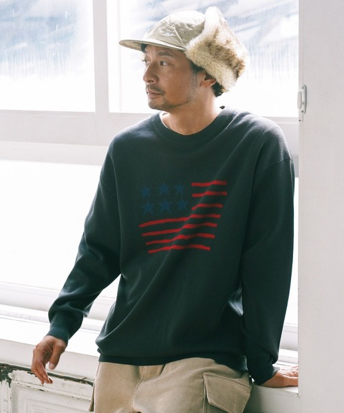 BAYFLOW（ベイフロー）の「HAPPYライトニットプルオーバー（ニット/セーター・メンズ・ホワイト/チャコールグレー/ネイビー/グリーン・MEDIUM/LARGE）」の3枚目の写真