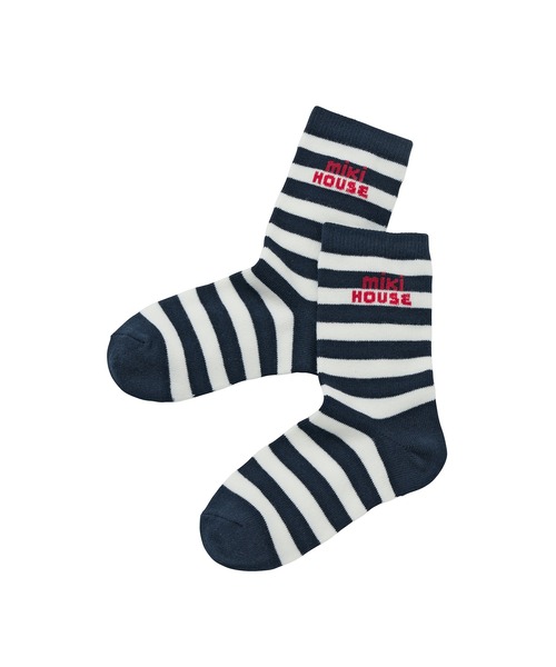 MIKI HOUSE（ミキハウス）の「【WEB限定】ボーダーソックス（ソックス/靴下・キッズ・サックスブルー/ネイビー/イエロー/ライトグリーン/ピンク/グリーン/レッド・17cm/15cm/13cm/11cm/21cm/19cm/11-13cm/13-15cm/15-17cm/17-19cm/19-21cm/21-23cm）」の8枚目の写真