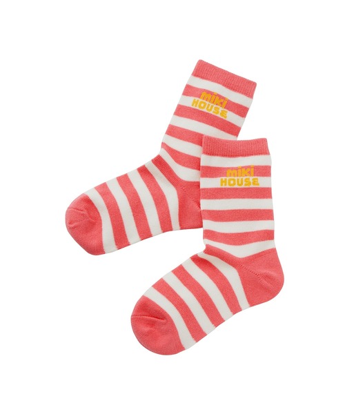 MIKI HOUSE（ミキハウス）の「【WEB限定】ボーダーソックス（ソックス/靴下・キッズ・サックスブルー/ネイビー/イエロー/ライトグリーン/ピンク/グリーン/レッド・17cm/15cm/13cm/11cm/21cm/19cm/11-13cm/13-15cm/15-17cm/17-19cm/19-21cm/21-23cm）」の11枚目の写真