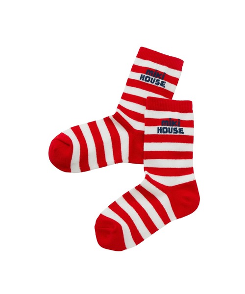 MIKI HOUSE（ミキハウス）の「【WEB限定】ボーダーソックス（ソックス/靴下・キッズ・サックスブルー/ネイビー/イエロー/ライトグリーン/ピンク/グリーン/レッド・17cm/15cm/13cm/11cm/21cm/19cm/11-13cm/13-15cm/15-17cm/17-19cm/19-21cm/21-23cm）」の14枚目の写真