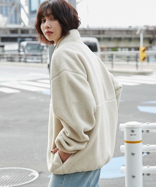 WEGO(ウィゴー)の「WEGO/フリースハーフZIPプルオーバー(スウェット・メンズ・ダークグレー/ダークグリーン/オフホワイト/ライトベージュ・SMALL/MEDIUM/LARGE)」の15枚目の写真