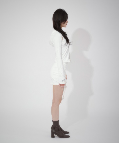 LunaVie(ルナヴィ)の「shirring skirt / シャーリングスカート【SETUP対応】(スカート・レディース・Black/White・FREE)」の6枚目の写真