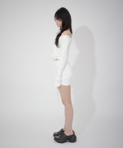 LunaVie(ルナヴィ)の「shirring skirt / シャーリングスカート【SETUP対応】(スカート・レディース・Black/White・FREE)」の15枚目の写真