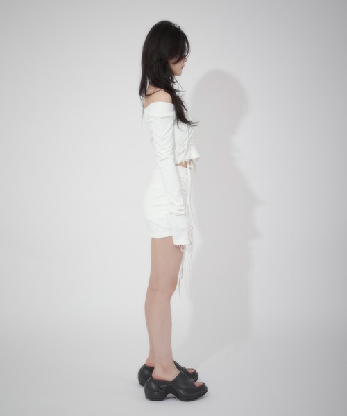 LunaVie(ルナヴィ)の「shirring skirt / シャーリングスカート【SETUP対応】(スカート・レディース・Black/White・FREE)」の17枚目の写真