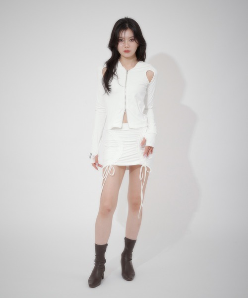 LunaVie(ルナヴィ)の「shirring skirt / シャーリングスカート【SETUP対応】(スカート・レディース・Black/White・FREE)」の22枚目の写真