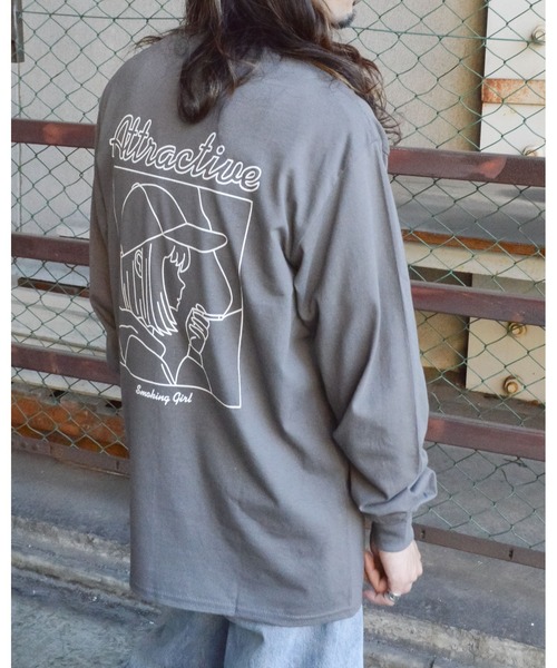 MODISH GAZE(モディシュガゼ)の「【MODISH GAZE】6.0オンス スモーキングガール 線画イラストロンT(CP)(Tシャツ/カットソー・メンズ・ブラック×ホワイト/チャコール/ホワイト×ブラック・XL/L/M/S)」の22枚目の写真