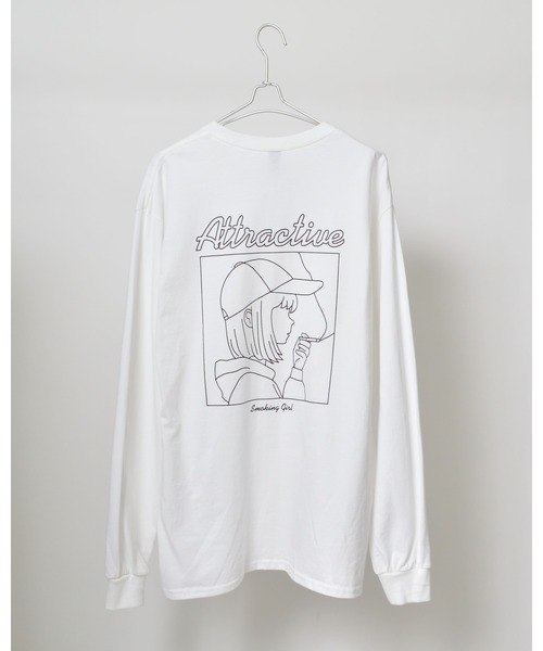 MODISH GAZE(モディシュガゼ)の「【MODISH GAZE】6.0オンス スモーキングガール 線画イラストロンT(CP)(Tシャツ/カットソー・メンズ・ブラック×ホワイト/チャコール/ホワイト×ブラック・XL/L/M/S)」の11枚目の写真