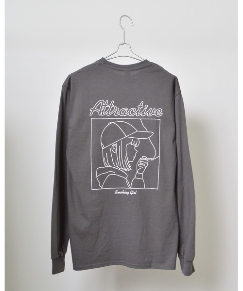 MODISH GAZE(モディシュガゼ)の「【MODISH GAZE】6.0オンス スモーキングガール 線画イラストロンT(CP)(Tシャツ/カットソー・メンズ・ブラック×ホワイト/チャコール/ホワイト×ブラック・XL/L/M/S)」の13枚目の写真