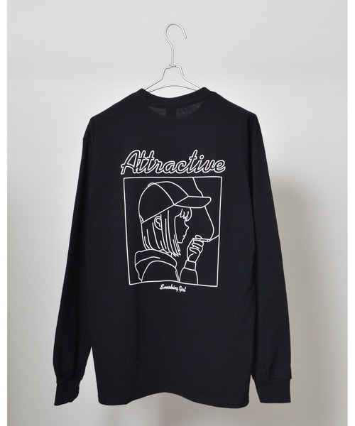 MODISH GAZE(モディシュガゼ)の「【MODISH GAZE】6.0オンス スモーキングガール 線画イラストロンT(CP)(Tシャツ/カットソー・メンズ・ブラック×ホワイト/チャコール/ホワイト×ブラック・XL/L/M/S)」の15枚目の写真