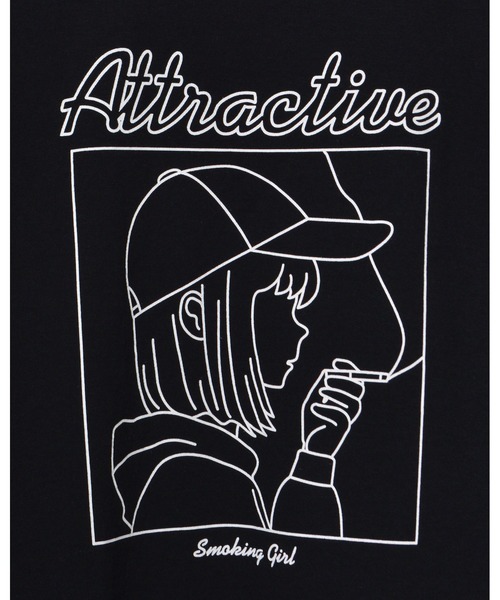 MODISH GAZE(モディシュガゼ)の「【MODISH GAZE】6.0オンス スモーキングガール 線画イラストロンT(CP)(Tシャツ/カットソー・メンズ・ブラック×ホワイト/チャコール/ホワイト×ブラック・XL/L/M/S)」の8枚目の写真