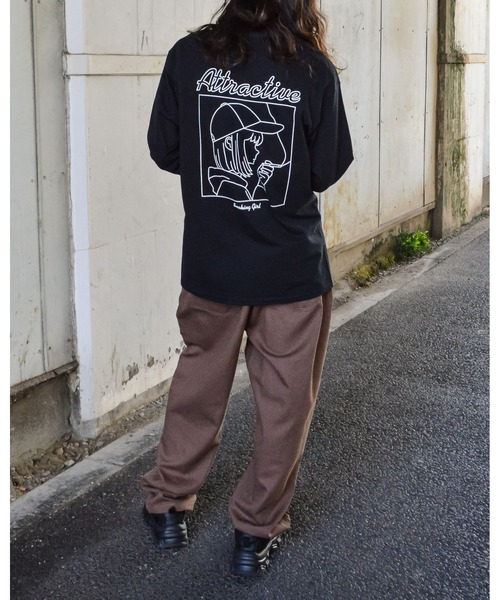 MODISH GAZE(モディシュガゼ)の「【MODISH GAZE】6.0オンス スモーキングガール 線画イラストロンTEE(Tシャツ/カットソー・メンズ・ブラック×ホワイト/ホワイト×ブラック/その他・X-LARGE/LARGE/MEDIUM/SMALL)」の11枚目の写真