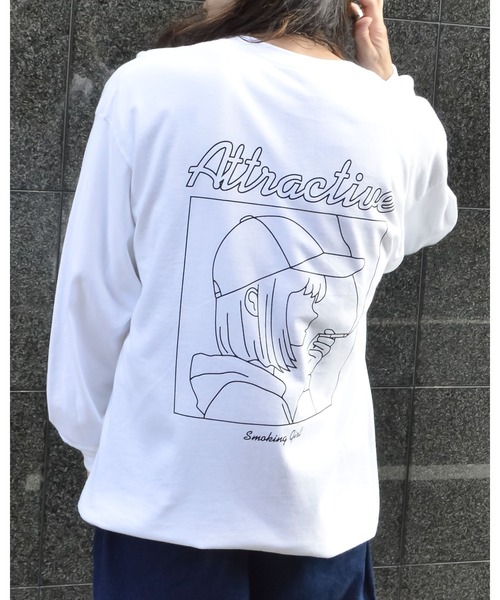 MODISH GAZE(モディシュガゼ)の「【MODISH GAZE】6.0オンス スモーキングガール 線画イラストロンTEE(Tシャツ/カットソー・メンズ・ブラック×ホワイト/ホワイト×ブラック/その他・X-LARGE/LARGE/MEDIUM/SMALL)」の19枚目の写真