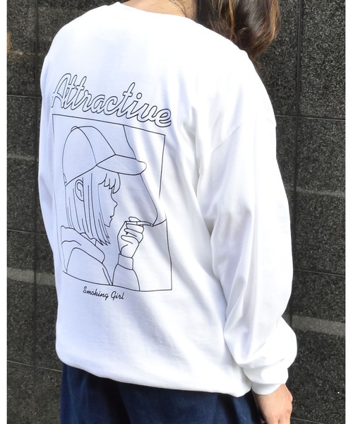 MODISH GAZE(モディシュガゼ)の「【MODISH GAZE】6.0オンス スモーキングガール 線画イラストロンTEE(Tシャツ/カットソー・メンズ・ブラック×ホワイト/ホワイト×ブラック/その他・X-LARGE/LARGE/MEDIUM/SMALL)」の22枚目の写真