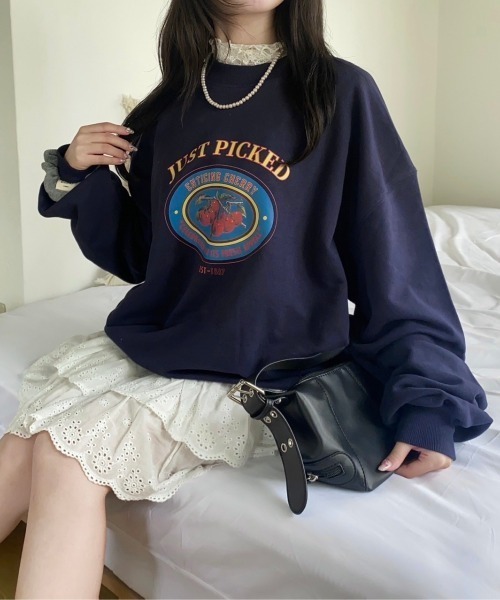 nemne store（ネンネストア）の「アソート裏毛スウェット（スウェット・レディース・ネイビー系2/杢グレー/ブラック/アイボリー/オートミール/ネイビー/ブラウン/レッド・SMALL/MEDIUM）」の7枚目の写真