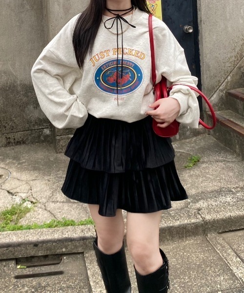 nemne store（ネンネストア）の「アソート裏毛スウェット（スウェット・レディース・ネイビー系2/杢グレー/ブラック/アイボリー/オートミール/ネイビー/ブラウン/レッド・SMALL/MEDIUM）」の6枚目の写真