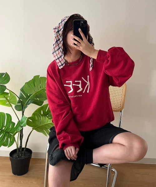 nemne store（ネンネストア）の「アソート裏毛スウェット（スウェット・レディース・ネイビー系2/杢グレー/ブラック/アイボリー/オートミール/ネイビー/ブラウン/レッド・SMALL/MEDIUM）」の8枚目の写真