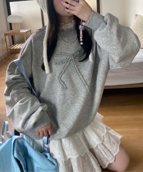 nemne store（ネンネストア）の「アソート裏毛スウェット（スウェット・レディース・ネイビー系2/杢グレー/ブラック/アイボリー/オートミール/ネイビー/ブラウン/レッド・SMALL/MEDIUM）」の19枚目の写真