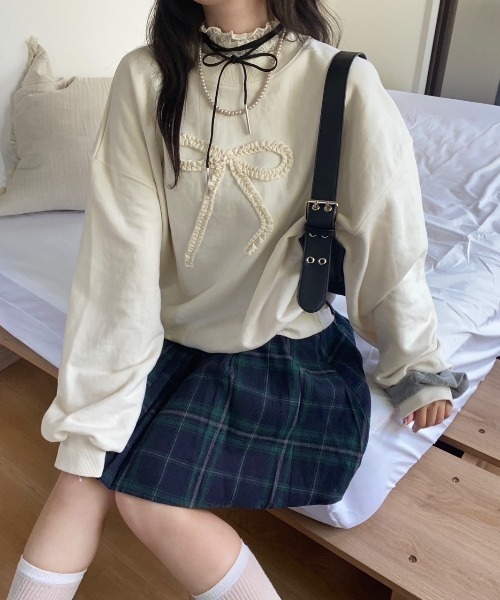 nemne store（ネンネストア）の「アソート裏毛スウェット（スウェット・レディース・ネイビー系2/杢グレー/ブラック/アイボリー/オートミール/ネイビー/ブラウン/レッド・SMALL/MEDIUM）」の10枚目の写真