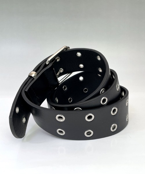 セール】ダブル アイレット デザイン バックル PUレザー ライトベルト