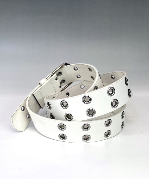 セール】ダブル アイレット デザイン バックル PUレザー ライトベルト