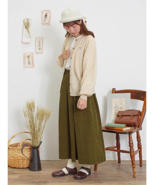 Samansa Mos2（サマンサ モスモス）の「細コーデュロイサイドタックスカート（スカート・レディース・グリーン/ベージュ/ブラック・F）」の7枚目の写真