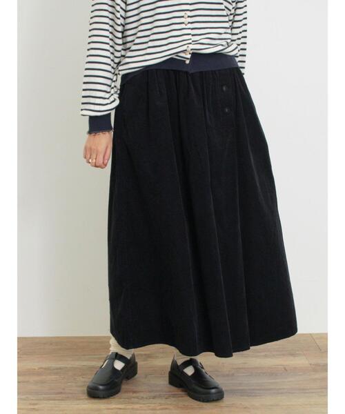 Samansa Mos2（サマンサ モスモス）の「細コーデュロイサイドタックスカート（スカート・レディース・グリーン/ベージュ/ブラック・F）」の9枚目の写真