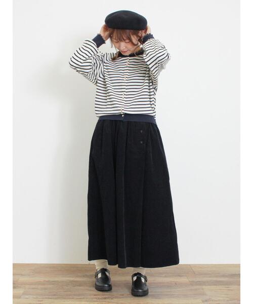 Samansa Mos2（サマンサ モスモス）の「細コーデュロイサイドタックスカート（スカート・レディース・グリーン/ベージュ/ブラック・F）」の12枚目の写真
