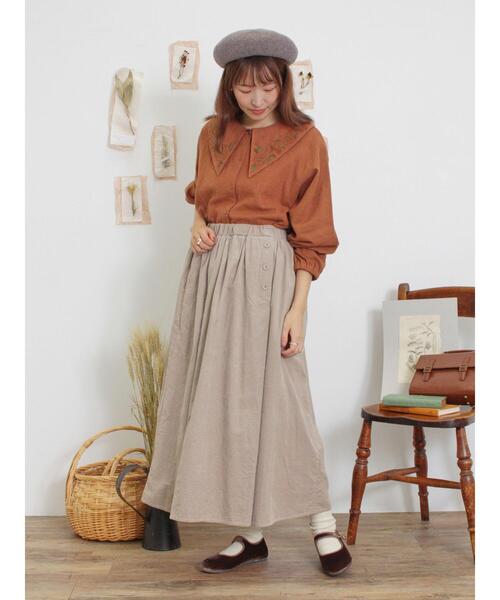 Samansa Mos2（サマンサ モスモス）の「細コーデュロイサイドタックスカート（スカート・レディース・グリーン/ベージュ/ブラック・F）」の16枚目の写真