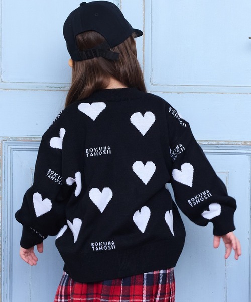 BOKU HA TANOSII（ボク　ハ　タノシイ）の「【BOKU HA TANOSII】別注 HEARTニットカーディガン（カーディガン/ボレロ・キッズ・レッド/ブラック・100/110/120/130/140/150）」の17枚目の写真