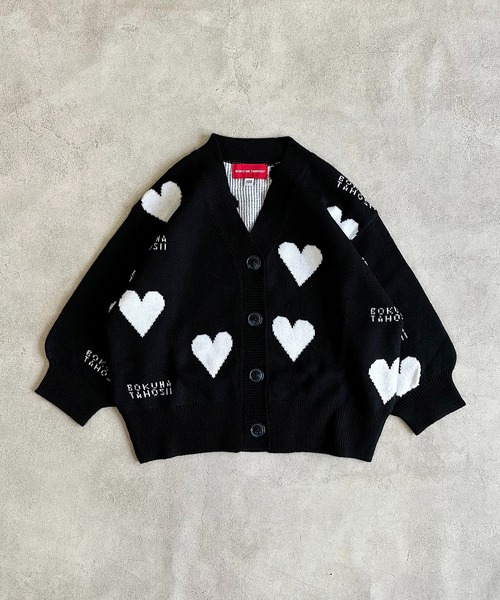 BOKU HA TANOSII（ボク　ハ　タノシイ）の「【BOKU HA TANOSII】別注 HEARTニットカーディガン（カーディガン/ボレロ・キッズ・レッド/ブラック・100/110/120/130/140/150）」の13枚目の写真
