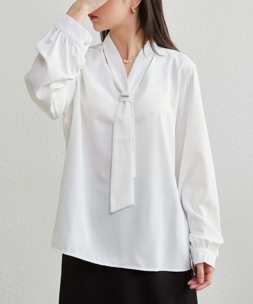 MAISON DE THERESE(メゾン ド テレーズ)の「Vネック長袖ブラウス(シャツ/ブラウス・レディース・ホワイト・S/M/L)」の19枚目の写真