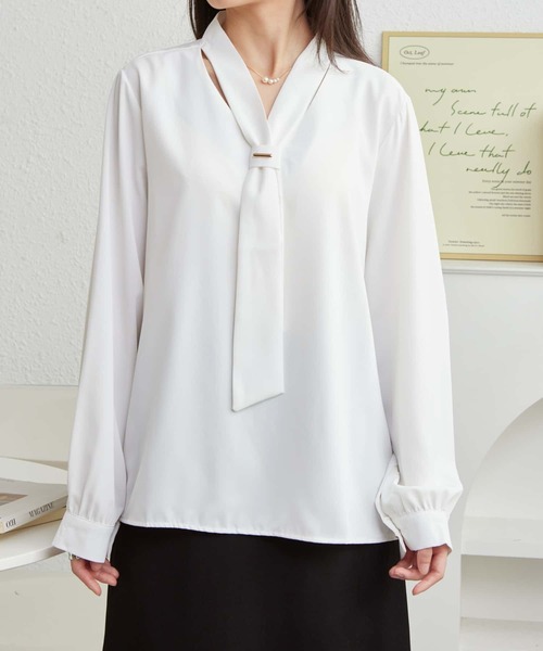 MAISON DE THERESE(メゾン ド テレーズ)の「Vネック長袖ブラウス(シャツ/ブラウス・レディース・ホワイト・S/M/L)」の20枚目の写真