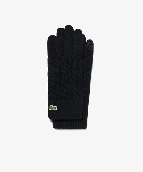 LACOSTE（ラコステ）の「ケーブルニットグローブ タッチパネル対応（手袋・メンズ・ブラック/オフホワイト/グレー/ダークネイビー/ベージュ・FREE）」の2枚目の写真